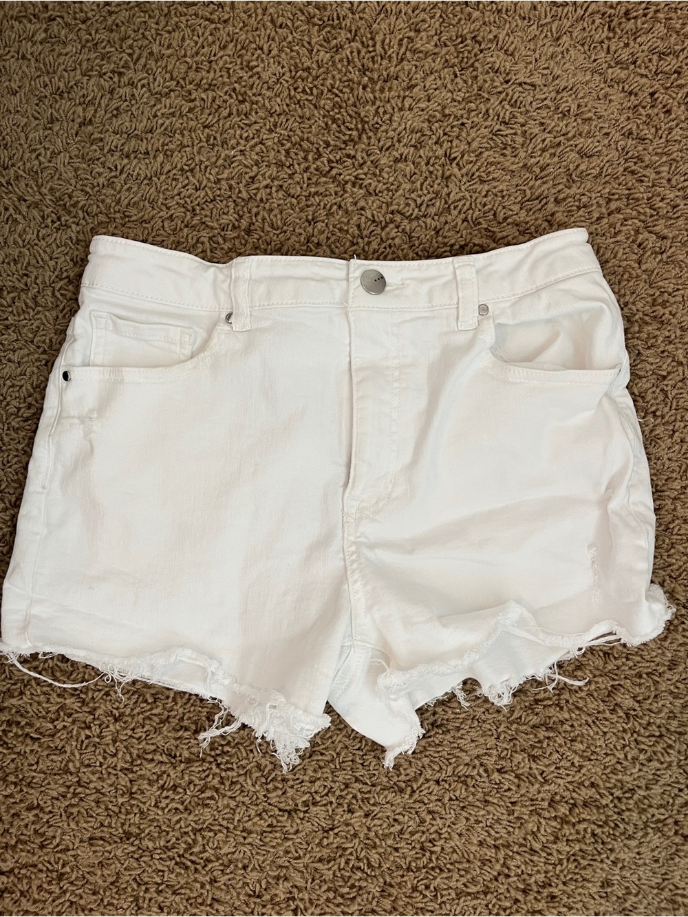 White Frayed Hem Women’s Denim Shorts